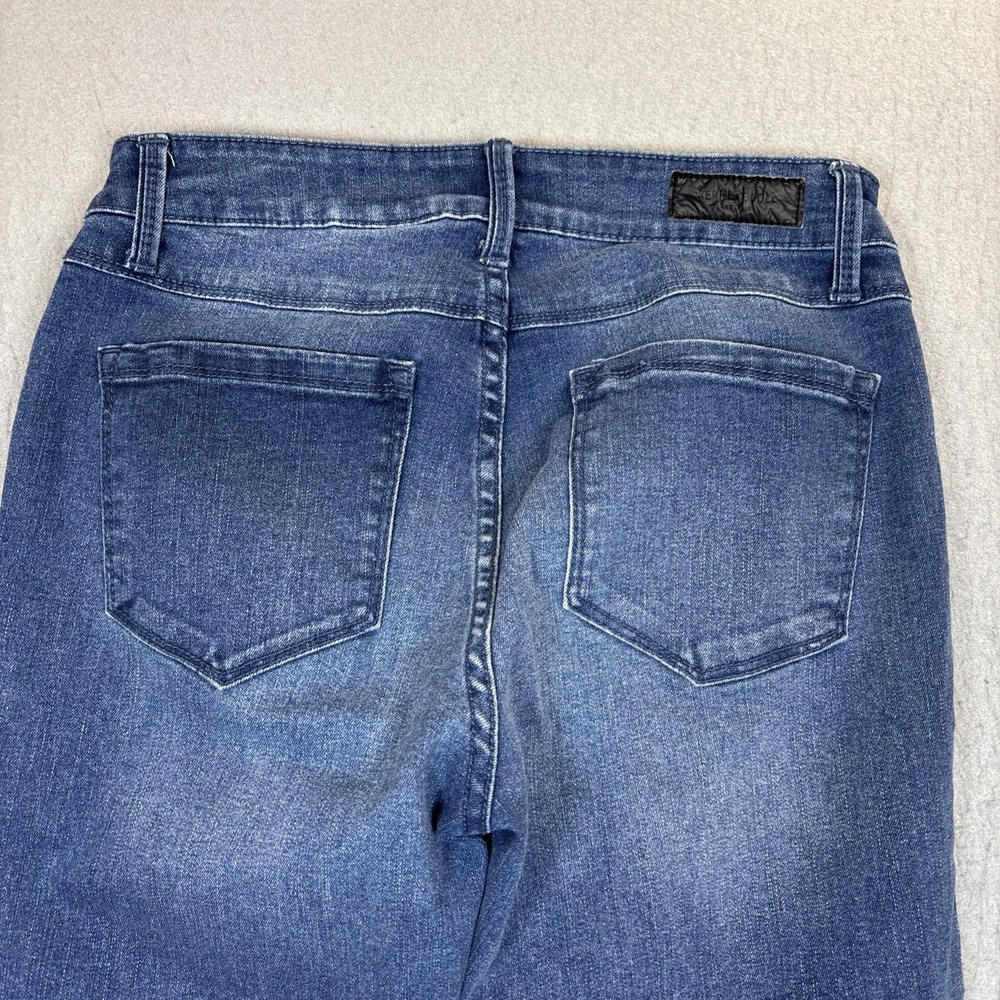 Kenneth Cole New York Jess Skinny Jeans Womens SZ 4 Blue Medium Raw Hem Stretch - Picture 7 of 11
